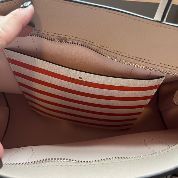 Like new Kate Spade bag. Red, pink & white striped. - Picture 4 of 5